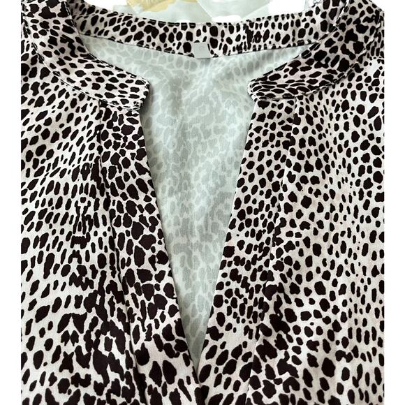 NO MFG. TAG LONG BELL SLV V-NECK RUFFLE LAYERS MIDI DRESS, WOMENS, S-BROWN/CREAM - Picture 2 of 12